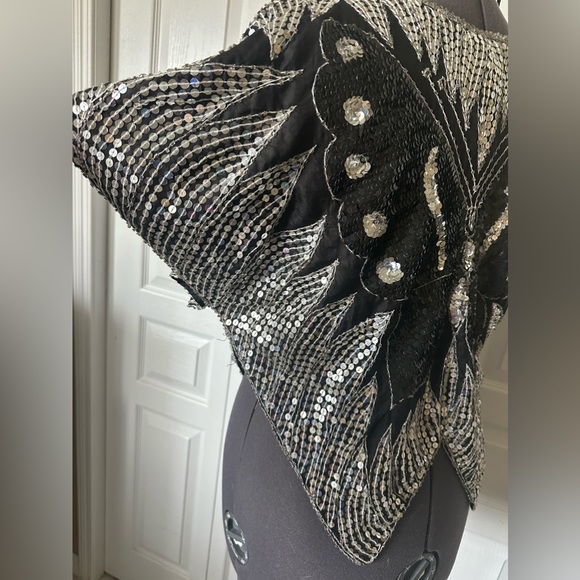 Vintage sequins 100% pure silk top - Picture 8 of 12